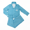 Monogram Blue Striped Pajama Set