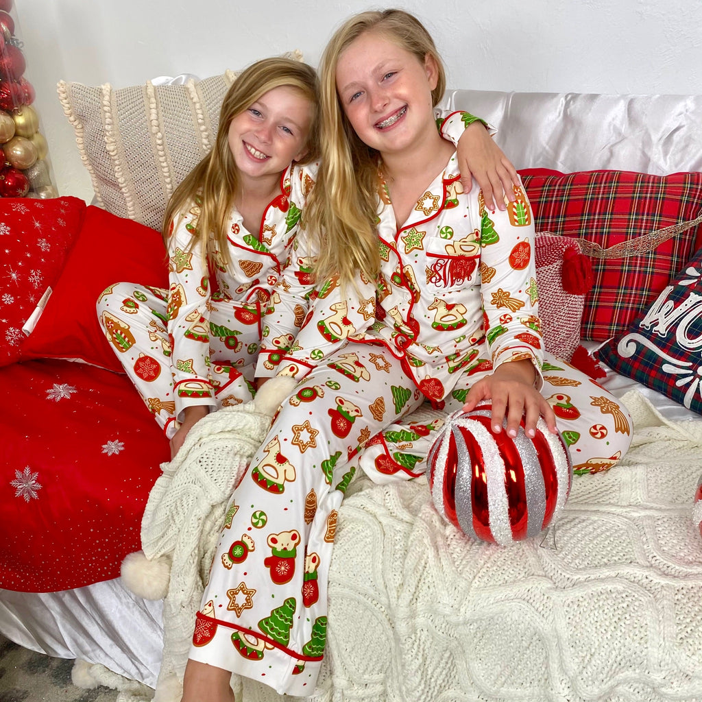 I Love Jewelry Monogram Kids & Baby Christmas Striped Pajama Set