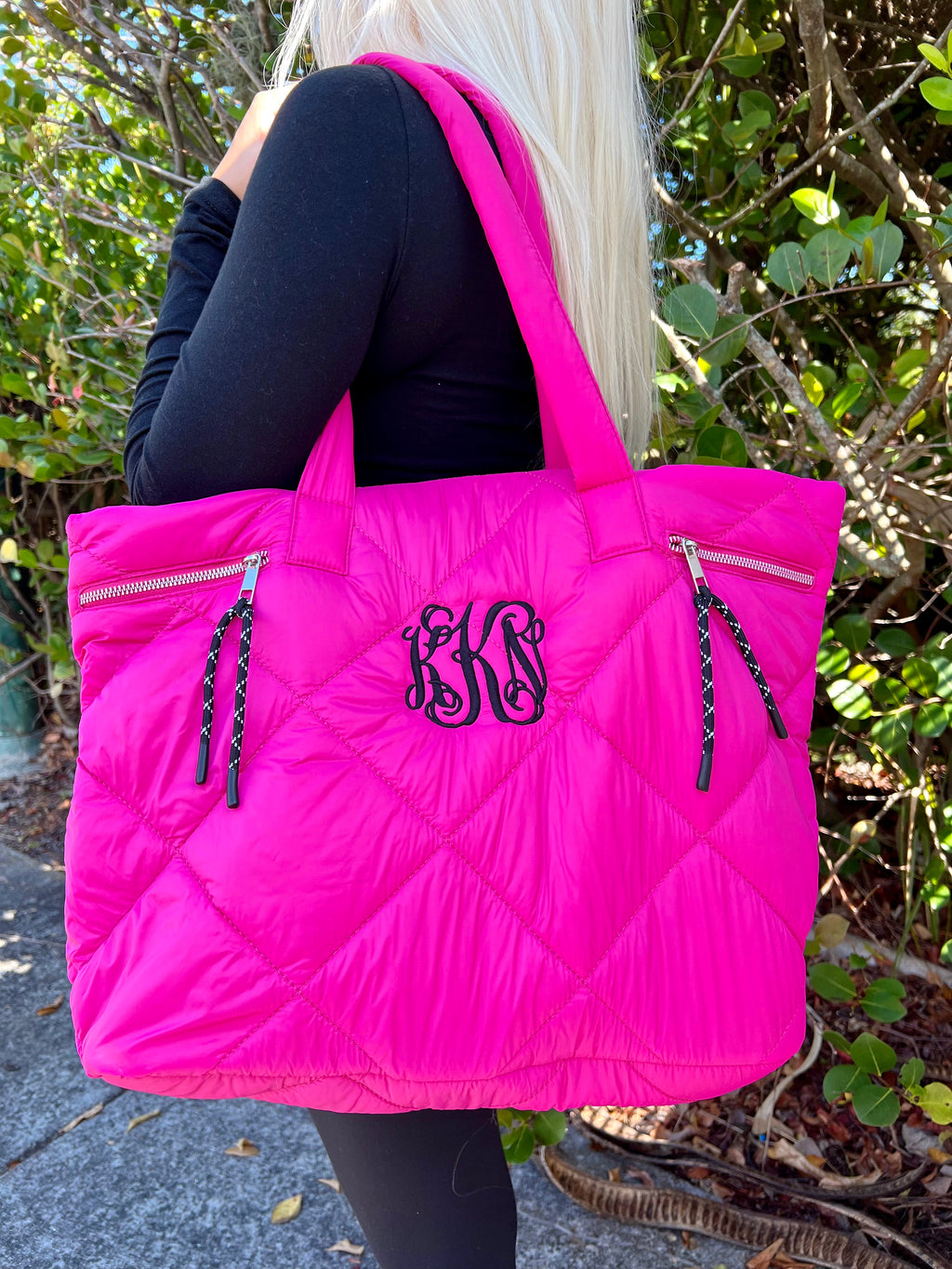 Monogram Pink Puffy Tote