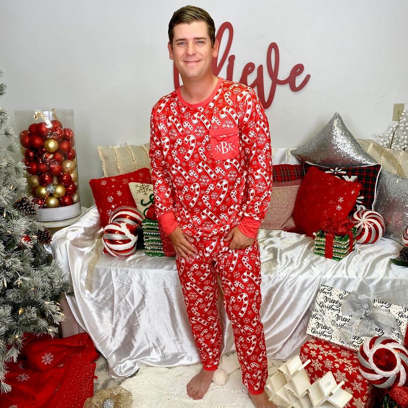 Monogram Mens Candy Cane Pajama Set – I Love Jewelry