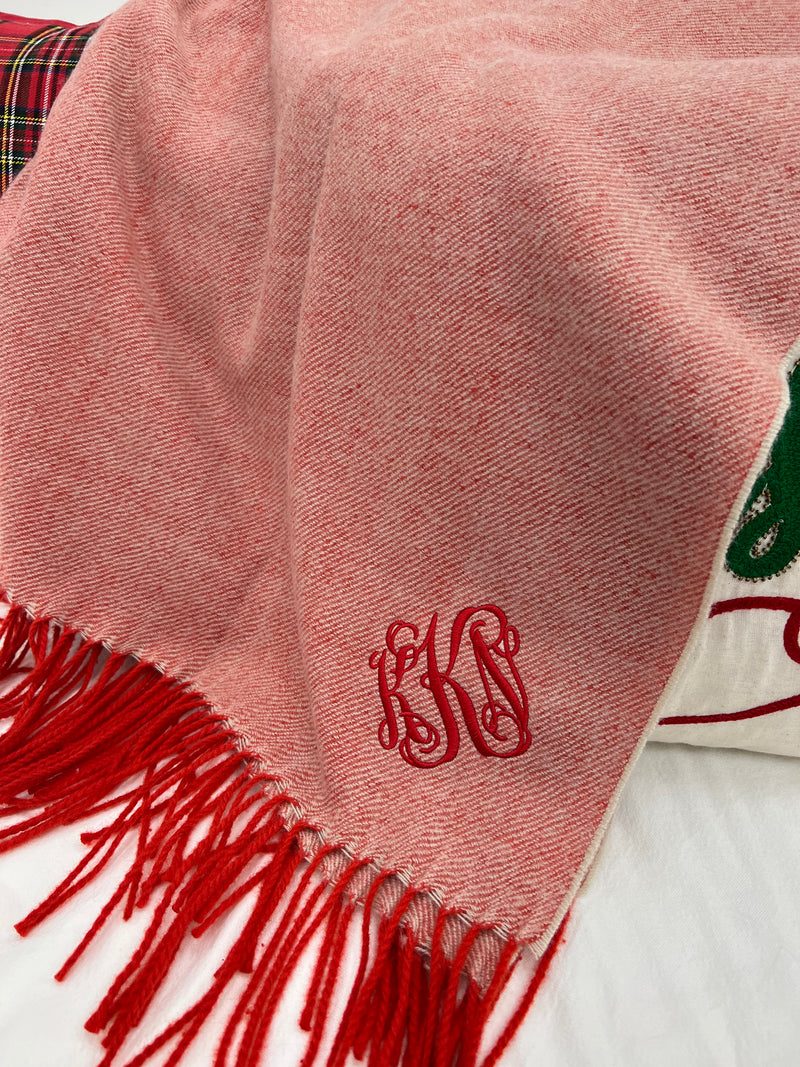 Monogram Red Luxe Blanket