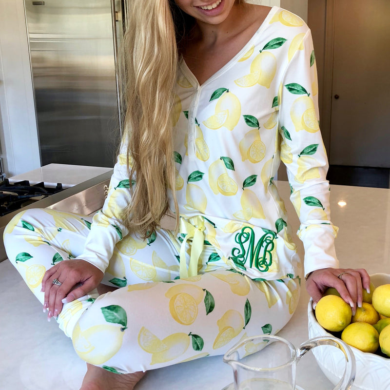 I Love Jewelry Monogram Lemon Pajama Set