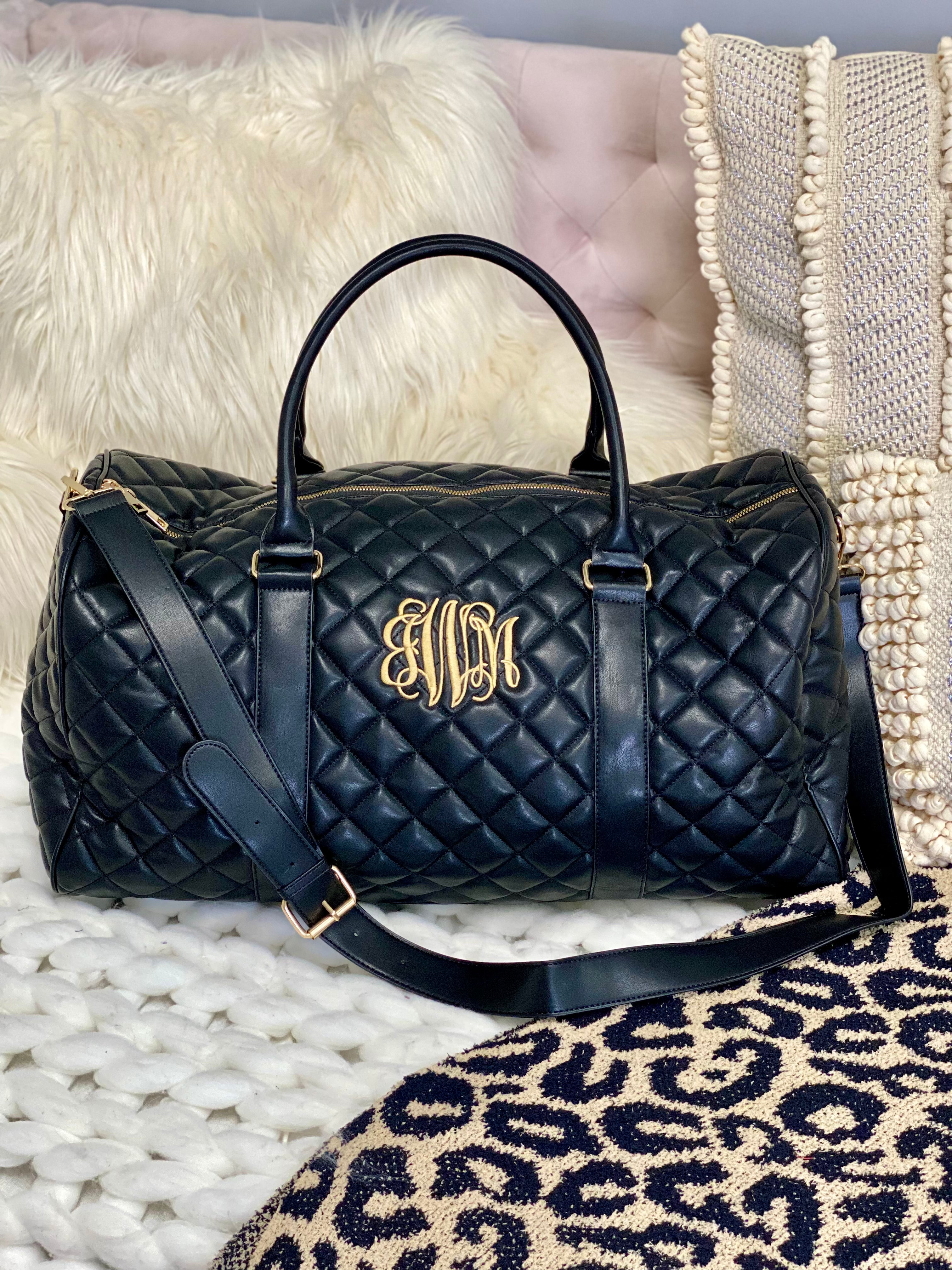 Monogram Luxe Black Quilted Duffle Bag – I Love Jewelry