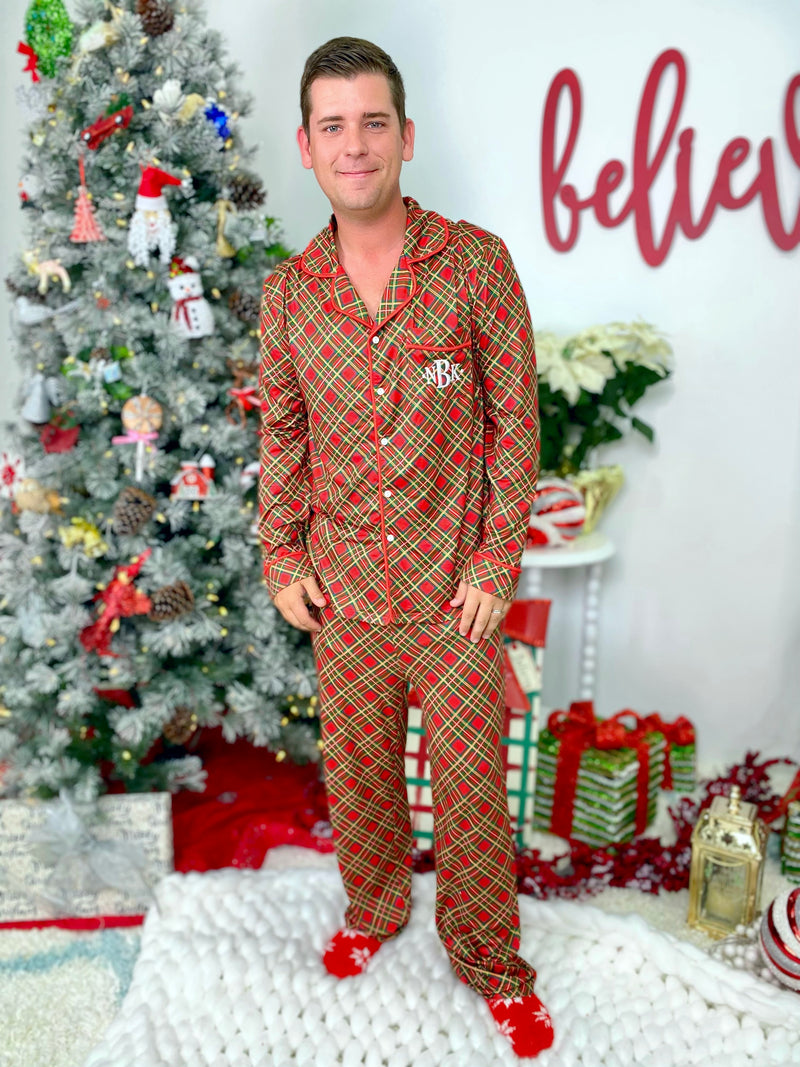Monogram Mens Christmas Plaid Pajama Set – I Love Jewelry